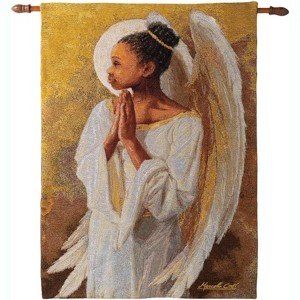 Manual Woodworkers and Weavers Angel Wings Wall Tapestry, Cotton Woven Hanging, 26x36 Inches, Rustic Boho Decor - 1 of 3
