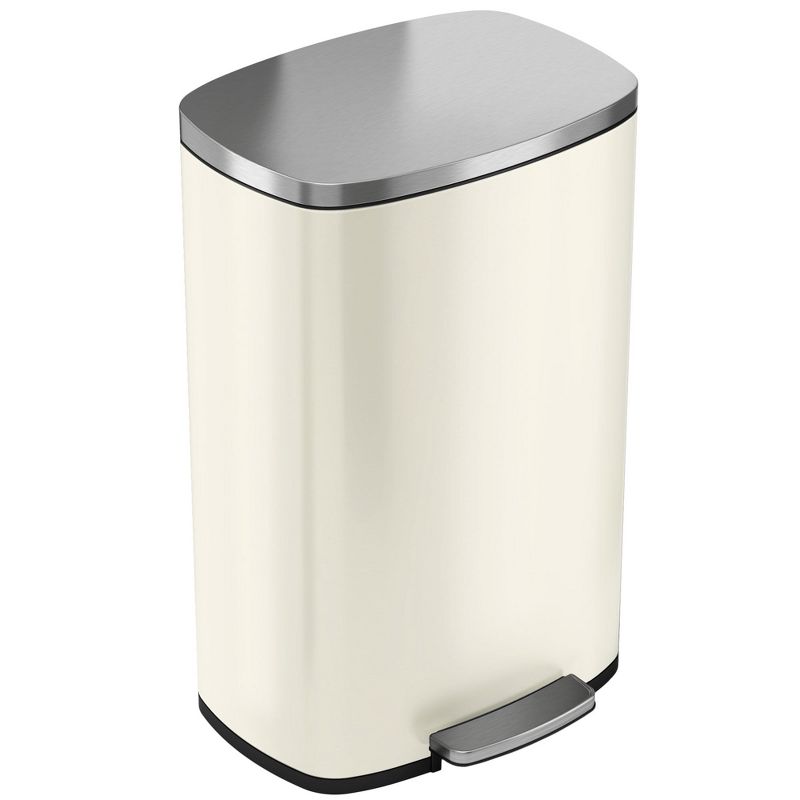 iTouchless SoftStep Step Pedal Kitchen Trash Can with AbsorbX Odor Filter 13.2 Gallon White Stainless Steel, 1 of 8