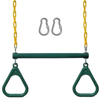 Jungle Gym Kingdom Swing Trapeze Bar Set With Rings Outdoor Swingset For Kids Playground & Treehouse With Accessories & Locking Hardware 18" Inch