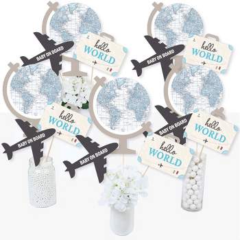 Big Dot of Happiness Precious Cargo - Blue - Boy Baby Shower Centerpiece Sticks - Table Toppers - Set of 15