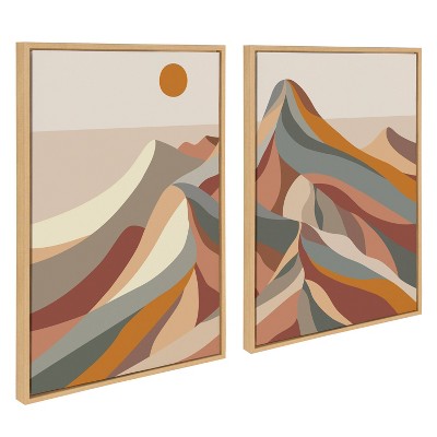 Mid Century Modern Abstract Mountain Landscape Canvas Art Set