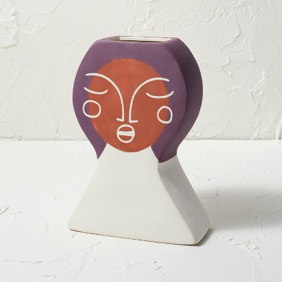 Ceramic Hand Painted Face Vase Purple - Opalhouse&#8482; designed with Jungalow&#8482;