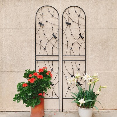Maggift Patio Decorative Screens, Iron Arch Decoration Garden Trellis, for Outdoor for Climbing Plants Support, Flowerbed, Black, 19.7"*19.7"*86.7"