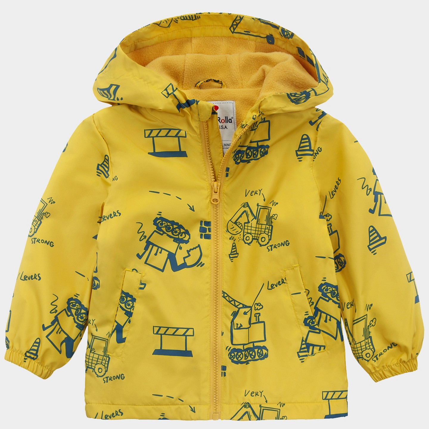 Куртка Rokka&Rolla Fleece Lined Full Zip Windbreaker Rain Jacket-Yellow для мальчиков-малышей, цвет: Жёлтый — фото 1