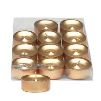 tagltd Shimmer Metallic Gold Colored Tealight Unscented Candles, Set Of 12