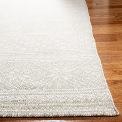 Hand-Loomed Gray and Ivory Cotton Area Rug - 27" x 8"