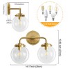 POWLIG 14.17-in 2-Light Gold Bathroom Light Fixtures Over Mirror Vanity Lighting with Clear Glass Globe Shades - 3 of 4