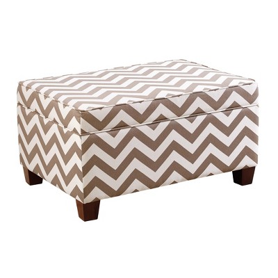 Chevron Upholstered Storage Ottoman Beige/Taupe - HomeFare