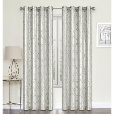 Beige Faux Silk Semi-Sheer Grommet Window Panels