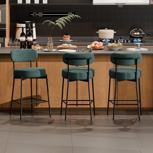 DYHOME Bar Stools Set of 3, 24 Inches Counter Height Kitchen Bar Stools with Back, Modern Metal Tall Bar Stools for Kitchen Island - 1 of 4