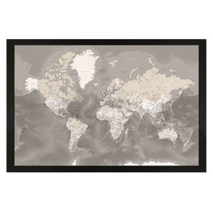 Home Magnetics World Map - XL Taupe Tones - 1 of 3