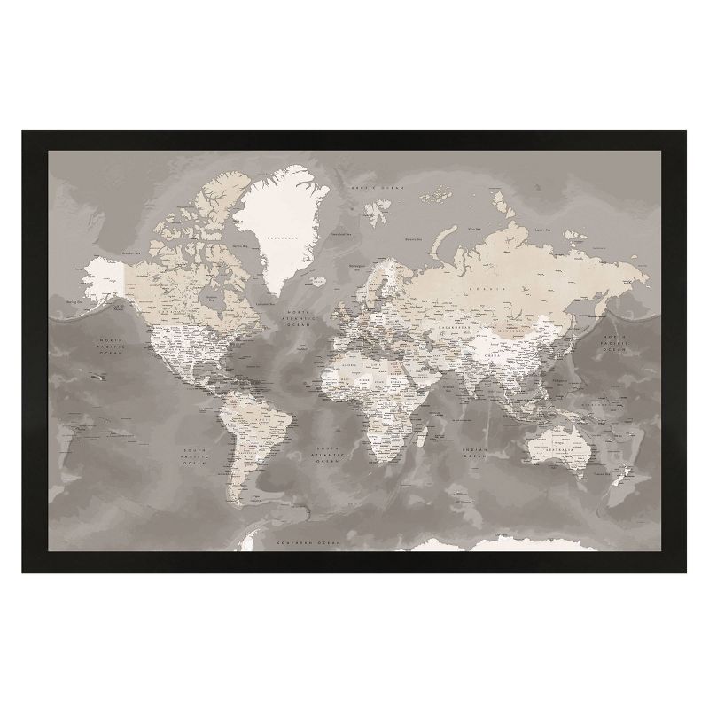 Home Magnetics World Map - XL Taupe Tones, 1 of 4