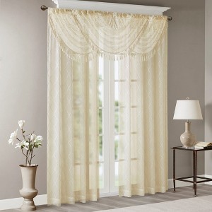 Dsvimoy Curtain Panel Diamond Sheer Embroidered Waterfall Valance for Living Room, Off-White, 1.48"*9.84"*7.09" - 1 of 4