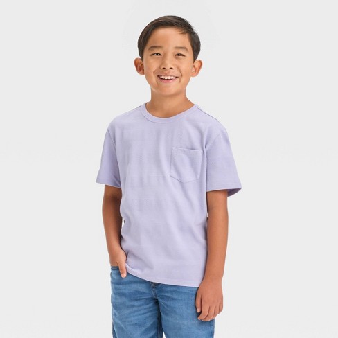 Boys' Short Sleeve Textured T-shirt - Cat & Jack™ Purple L : Target