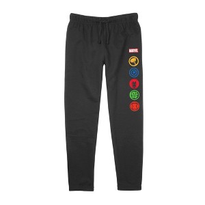 Junior's Marvel Classic Heroes Logos  Jogger Sweatpants - Black - 2X Large - 1 of 3