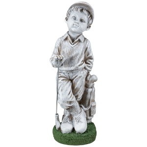 Northlight Golfer Boy with Clubs Outdoor Garden Statue - 17" - 1 of 4