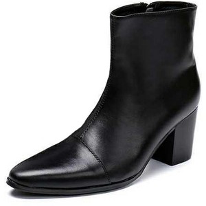 Santimon Men's Black Patent Chelsea Boots - Mid Calf Dress Boots with Side Zipper Black - 1 of 4