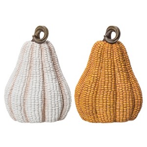 Transpac Tall Resin Corn Pumpkin Set of 2 Decorative Sculptures Multicolor Fall Harvest Tabletop Decor for Autumn - 1 of 1