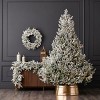 Christmas Royal Oaks Flocked Fir 24in Wreath, Pre-Lit 40 Warm White LED Lights w/ 8 Functions, 110 PE/PVC Tips - 4 of 4
