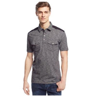 I.N.C International Concepts Mens Topper Stripe Polo Shirt, Black, Small