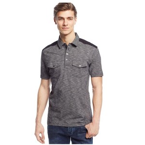 I.N.C International Concepts Mens Topper Stripe Polo Shirt, Black, Small - 1 of 1