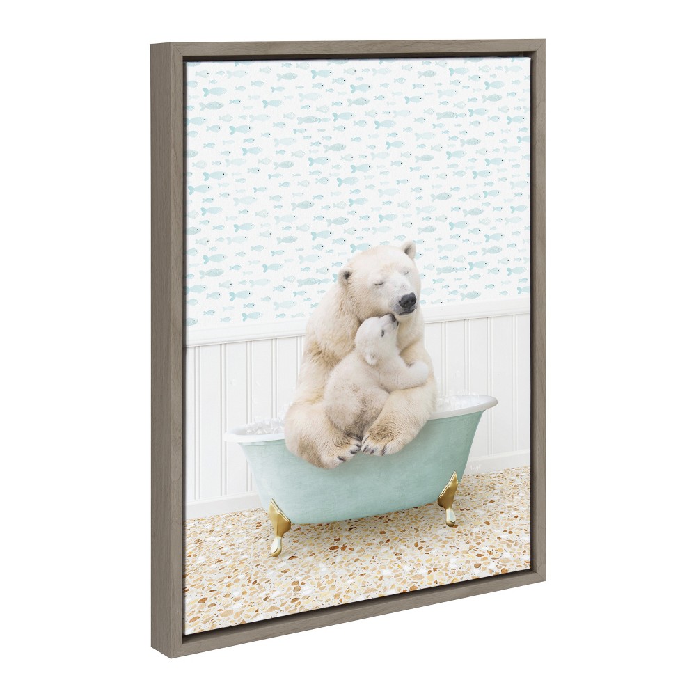 Photos - Other Decoration Kate & Laurel All Things Decor 18"x24" Sylvie Mother and Baby Polar Bear in Little Fish Bath Wall Art by Amy Peterson Art St