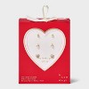 14K Gold Dipped Cubic Zirconia Heart Pearl Stud Earring Set 3pc - A New Day™ Gold/Ivory - 2 of 3