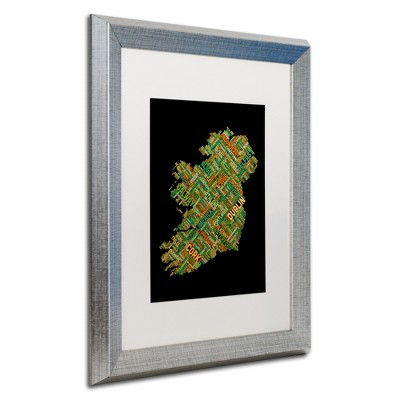Trademark Fine Art -Michael Tompsett 'Ireland Eire City Text Map' Matted Framed Art