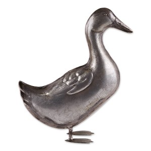 14.5" Iron Galvanized Duck Sculpture Gray - Zingz & Thingz: Outdoor Patio Decor, Animal Statue - 1 of 4