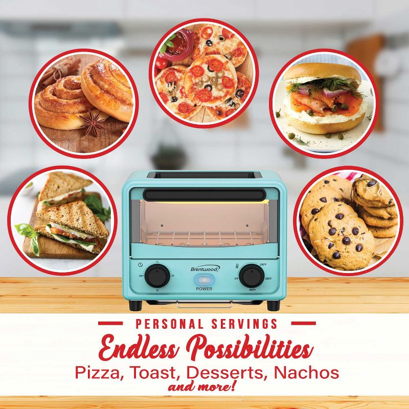 Brentwood 183-Cu. In. (3-L) 500-Watt Stainless Steel Mini Toaster Oven, 3 of 9
