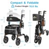 JUJABU Lightweight Aluminum Frame Rollator Walker with18" Wide Seat, 8" All-Terrain Wheels, 6-Level Adjustable Height for Seniors - 2 of 4