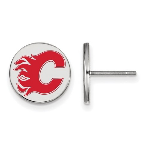 Black Bow Jewelry Sterling Silver Calgary Flames NHL Stud Earring - image 1 of 3