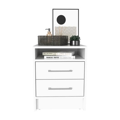 NicBex Nightstand with 2 Drawers and Storage Shelf Modern Side Table with Metal Handles for Bedroom,Living Room
