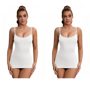 INSPIRE CHIC 2 Pcs Women's Adjustable Straps Tummy Control Long Slim-Fit No Trace Shapewear Camisole - 1 of 4