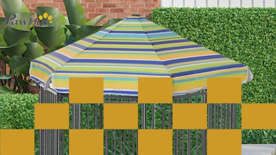 PawHut Heavy-Duty Metal Outdoor Pet Kennel with Striped Roof