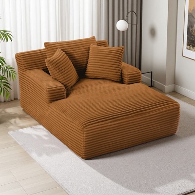 Oversized Corduroy Armless Chaise Lounge Chair with Sleeper Function