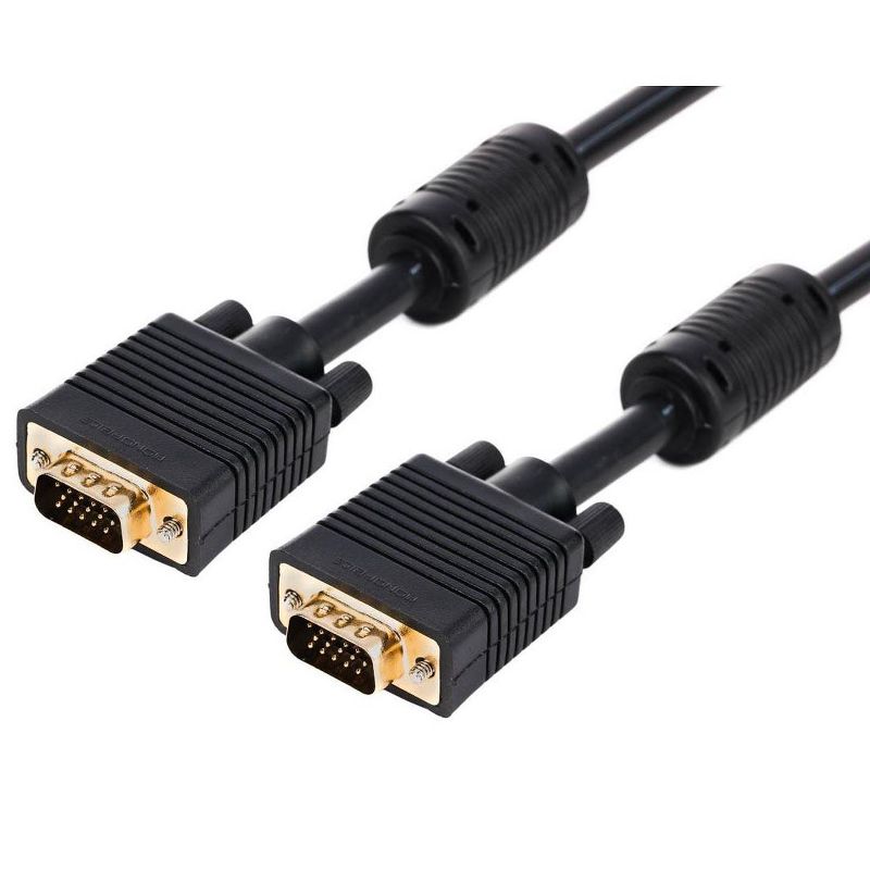Monoprice Super VGA Monitor Cable - 6 Feet - Black | Male to Male with Ferrite Cores (Gold Plated), 1 of 6