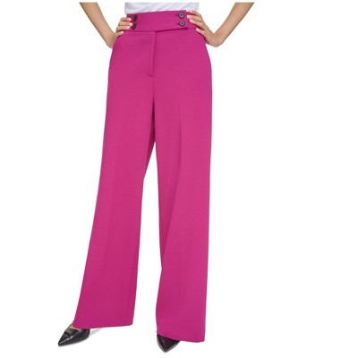 Calvin Klein Womens High Rise Wide Trousers Relaxed Dress Pants
