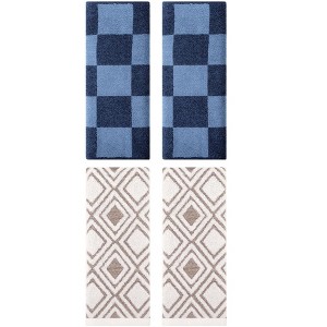 REGALWOVEN 4 Pcs Bathroom Checkered Cotton Face Decorative Hand Towel Set - 1 of 4