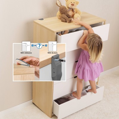 Image of Qdos Zero-Screw Furniture Anti-Tip Kit - Gray 2pk