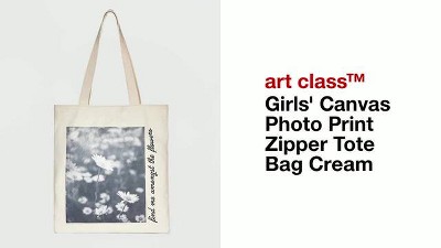 Girls' Canvas Photo Print Zipper Tote Bag - Art Class™ Cream : Target