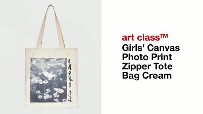 Girls&#39; Canvas Photo Print Zipper Tote Bag - art class&#8482; Cream, 2 of 8, play video