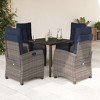 vidaXL 5 Piece Patio Dining Set with Cushions Gray Poly Rattan - 31.5" Table Length Round Leg 4 Items - 2 of 4