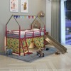 Twin Size Loft Bed with Slide, Curtain Set, and Pennant Banner Flag - 2 of 4