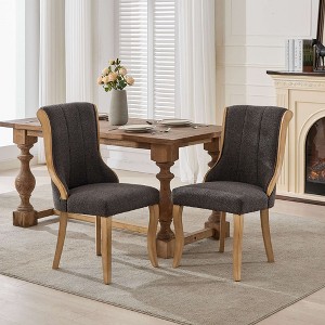 Okak Mid-Century Style Snow Velvet Dining Chairs with Curved Wood Trim & Sculpted Legs,Upholstered Seating Dining Chair Set of 2 - 1 of 4