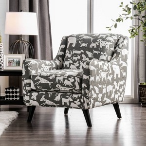 Farreau Animal Pattern Chair Ivory/Black - Furniture Of America: Transitional Style, Wood Frame, Foam Fill - 1 of 4
