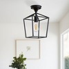 DORESshop 7 in. 1-Light Black Modern Industrial Lantern Semi Flush Mount Ceiling Light - 2 of 4