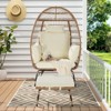 VisioGear Egg Chair, Egg Chair Indoor Outdoor with Ottoman and Thick Cushions, Oversized Large Egg Chairs for Backyard, Beige, 39"*28.5"*58.2" - 3 of 4