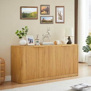 ModernLuxe Wavy Sideboard with Curved Design, Storage Cabinet Versatile TV Stand & Vintage Style Accent Cabinet - 1 of 4