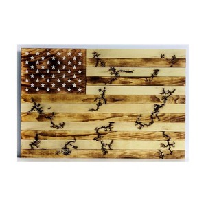 TX USA Corporation Lichtenburg Wood Burning American Flag Wall Art - Natural - 1 of 1